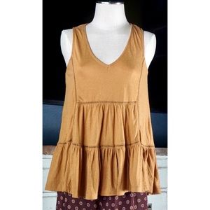 Anthropologie Malaga Tiered Gold Tunic Tank S